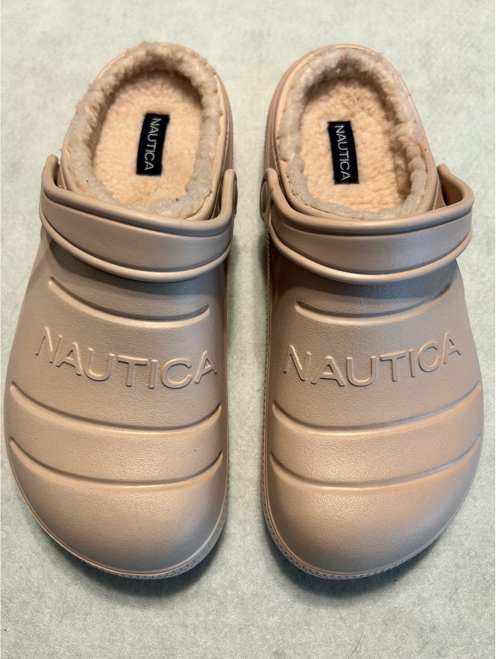 Nautica Women's Cozy Lined Slip-On Clogs in Beige Size 7/9